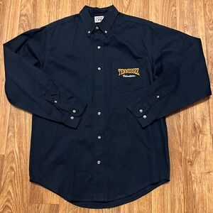 Vintage Tennessee Volunteers Button Down Shirt Men Medium Navy Blue‎ Red Oak